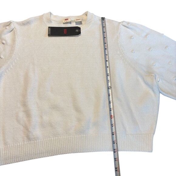 NEW Levi’s Cropped Balloon Sleeve White Crew Neck Sweater- Size XXL - Picture 5 of 7
